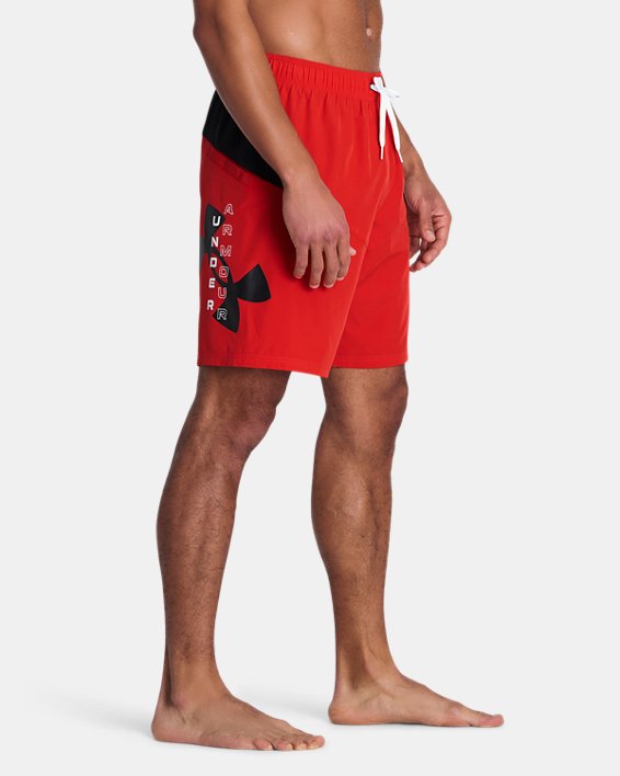 Men's UA Point Breeze Colorblock Volley Shorts, Red, pdpMainDesktop image number 2